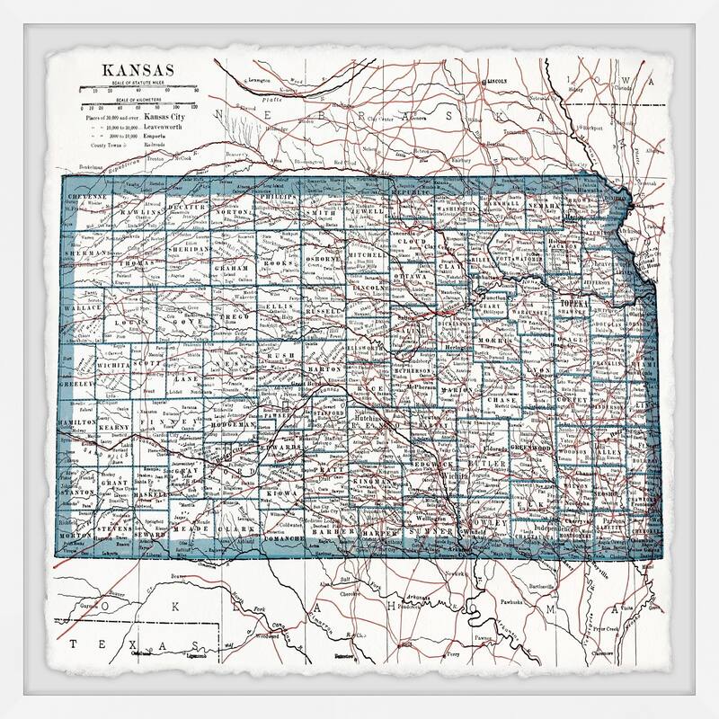 'Vintage Map of Kansas City' Framed Painting Print