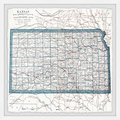 'Vintage Map of Kansas City' Framed Painting Print