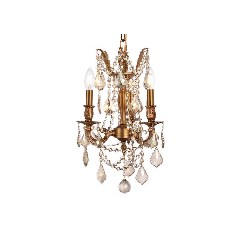Somette Lugano 3-light Royal Cut Gold Crystal and French Gold Chandelier