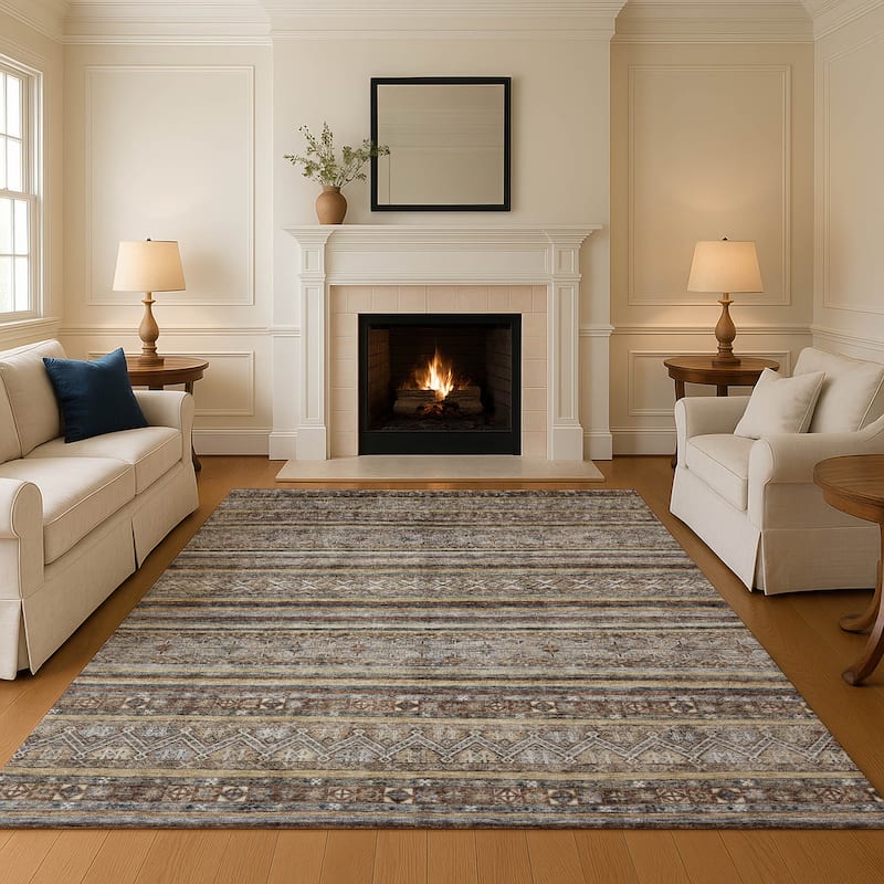 Premium Washable Super Soft Boho Stripes Mayfield Rug - Brown - 2'6" x 3'10"