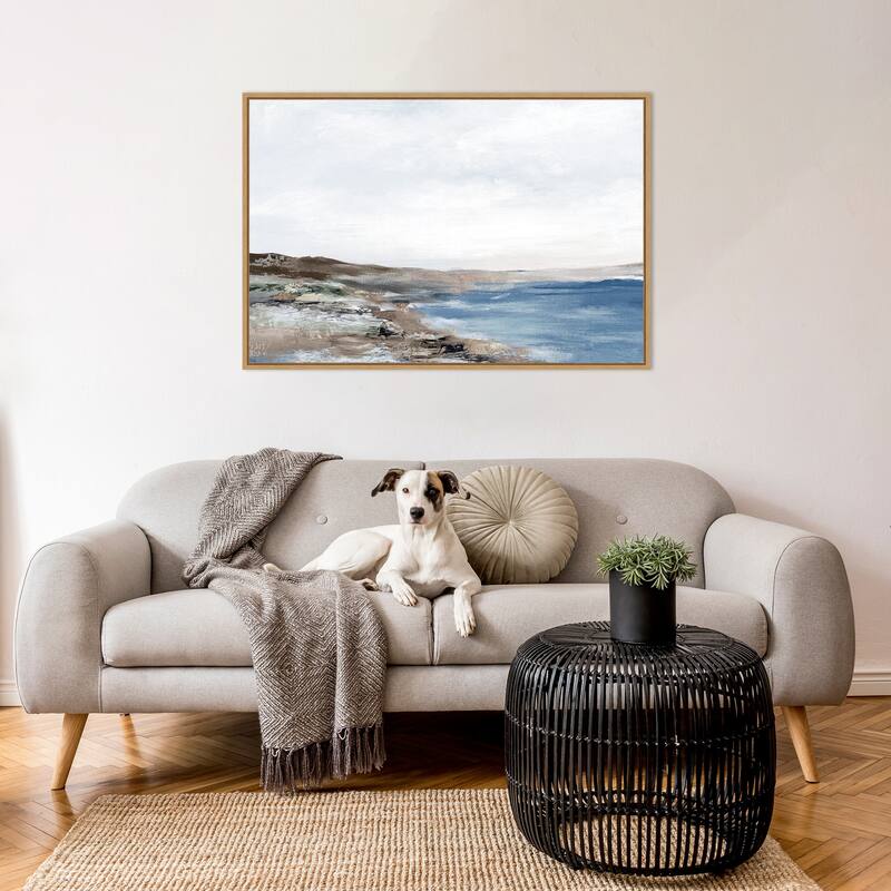 Coastal Serenity Under Vast Sky by PI Studio Framed Canvas Wall Art Print