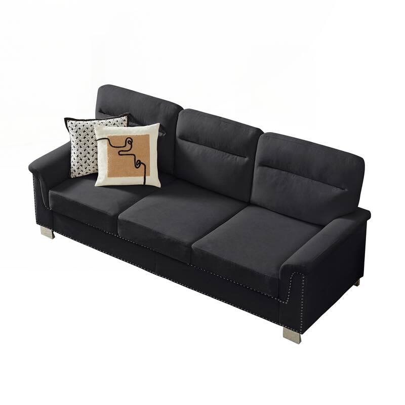 Modern Compressed Snowfleece Fabric 3-Seater Sofa, for Living Room, Bedroom, Office & Entertainment Spaces