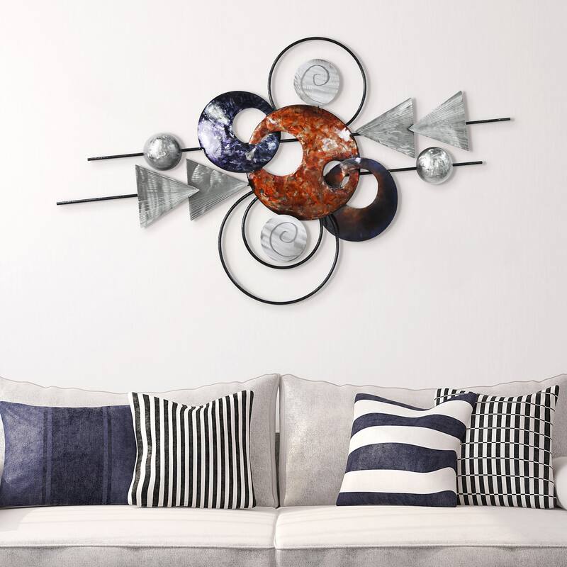 Colorful Hand Painted Etched Metal Wall Sculpture