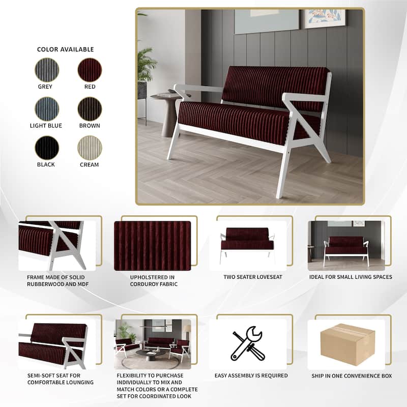 CraftPorch Chic Modern Velvet Upholstered Loveseat
