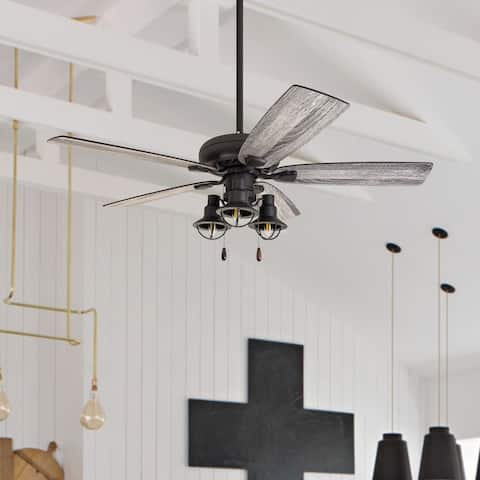 The Gray Barn Chevening 52-inch Coastal Indoor LED Ceiling Fan with Remote Control 5 Reversible Blades - 52