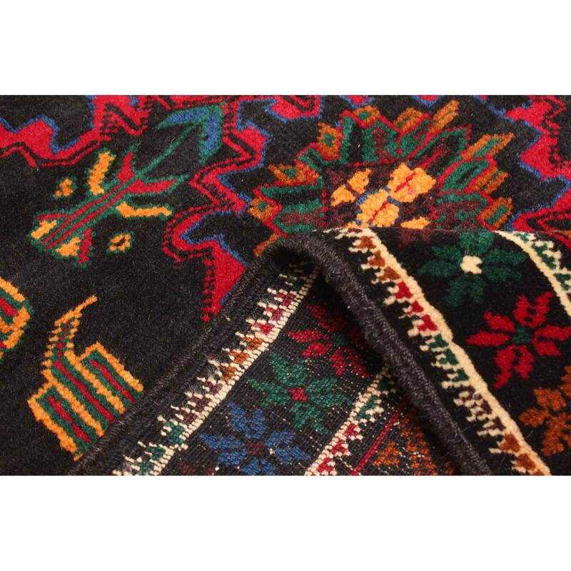 ECARPETGALLERY Hand-knotted Teimani Black Wool Rug - 2'9 x 4'4