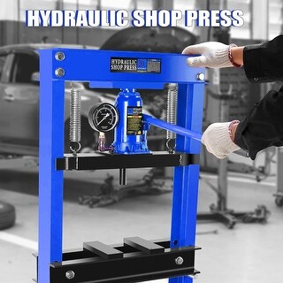 20T Hydraulic H-Frame Garage Adjustable Shop Press with Pressure Gauge
