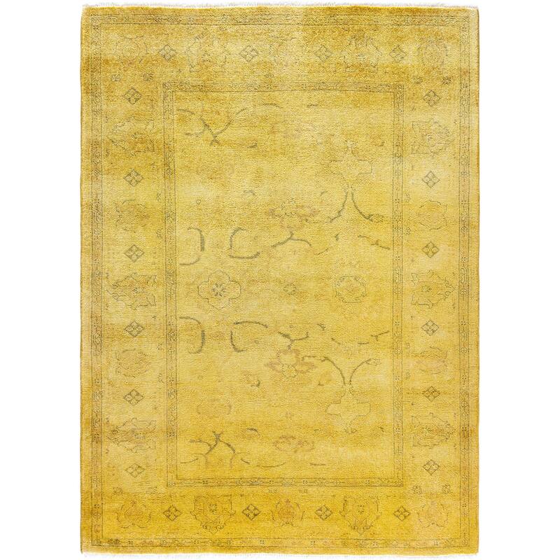 Overdyed One-of-a-Kind Hand-Knotted Area Rug - Yellow - 4' 2" x 5' 9"
