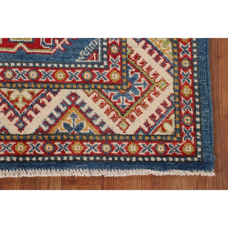 Blue Kazak Accent Rug Handmade Wool Carpet - 2'9" x 4'1"