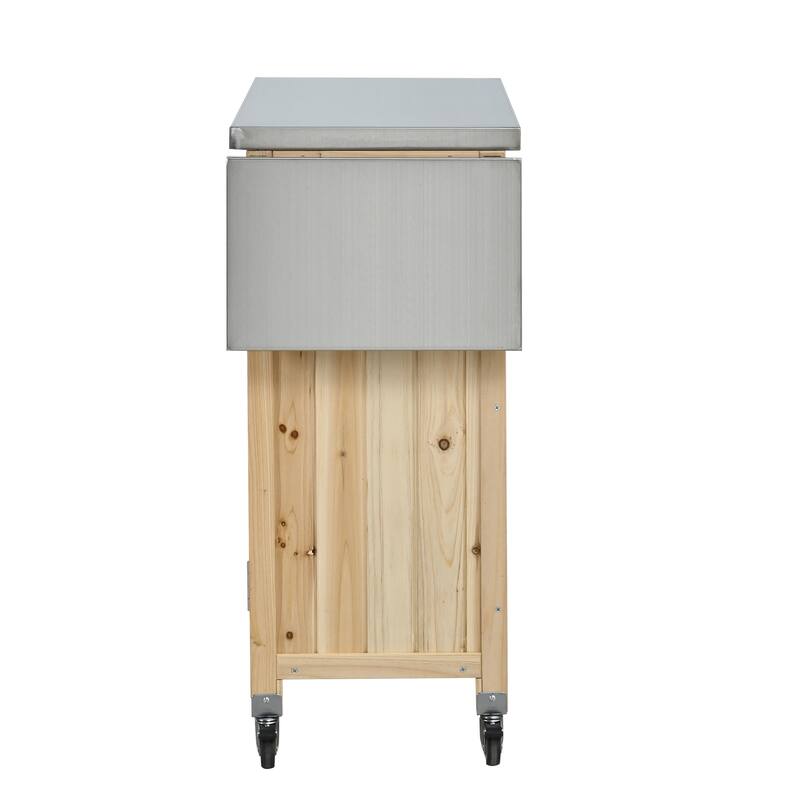 Foldable Outdoor Kitchen Island Cart with Lockable Wheels and Storage Cabinet