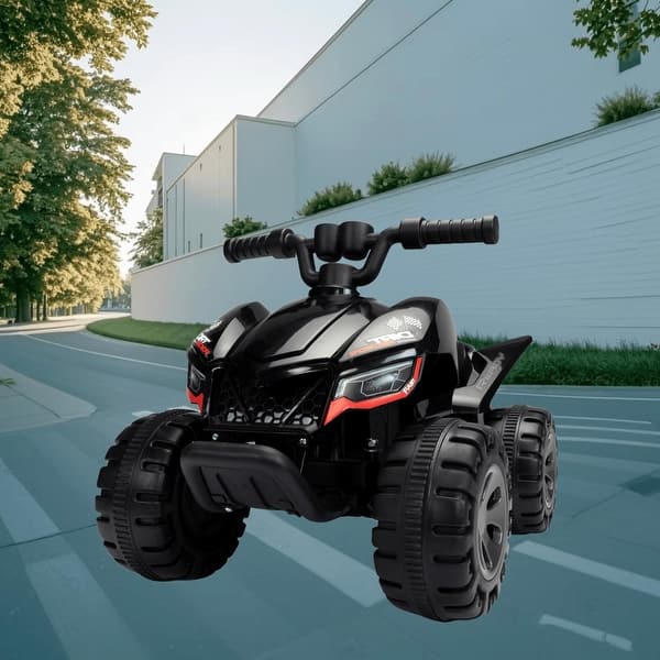slide 2 of 15, Battery-Powered 6V Kids ATV Ride On Quad Car with MP3 Player, Fog Spray, and LED Lights, Ride-on Vehicle Toy for Toddlers Black