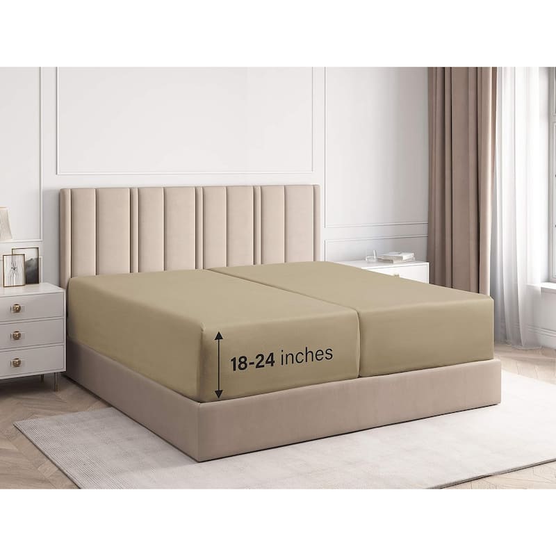 CGK Linens Microfiber Extra Deep Pocket 18" - 24" Inch Fitted Sheet