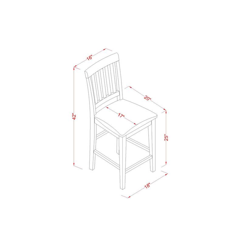 Counter Height Dining Set - 5 Piece Square Table & Chairs - Modern Kitchen Set - Buttermilk & Cherry Finish