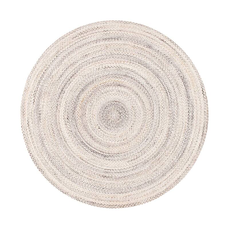 Pasargad Home Lagos Braided Indoor/Outdoor Area Rug - Round 8' - Ivory
