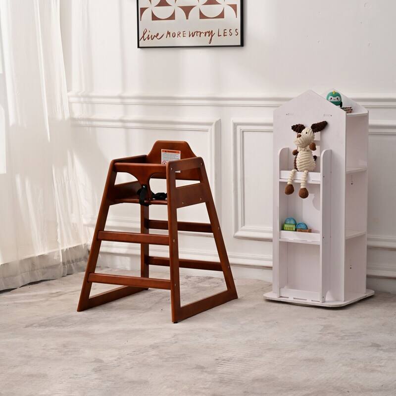 Wooden Double Solid Wood Feeding, Eat & Grow Portable High, Easy to Clean Baby Booster Chair in Walnut Finish