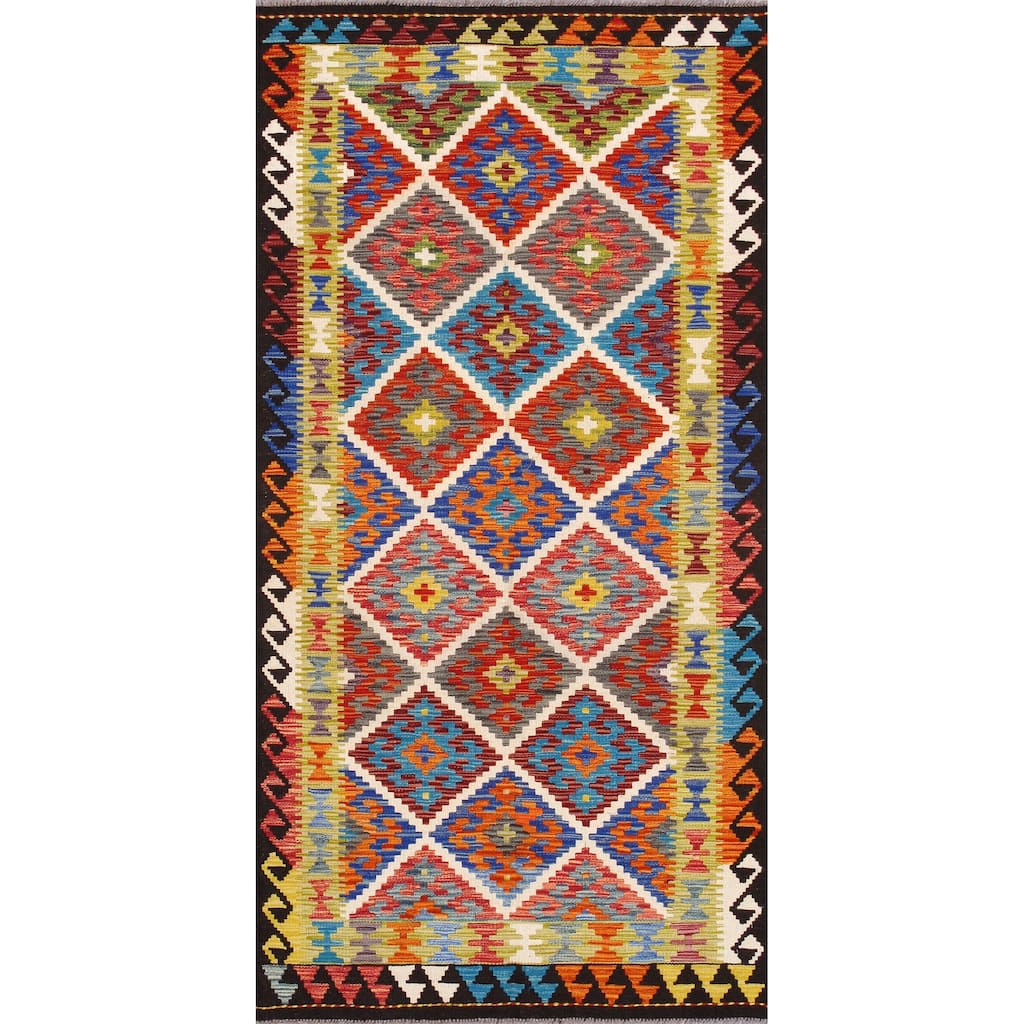Pasargad Home Kilim Reversible Wool Multicolor Area Rug - 3' 5'' X 6'11''