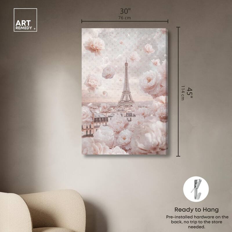 Raining Petals in Paris Canvas by Art Remedy, Gallery Wrapped