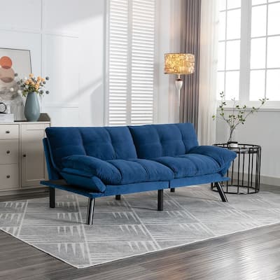 70.87" Futon Sofa Bed, Foam Foldable Couch Convertible Loveseat Sleeper Daybed with Adjustable Armrests for Small Space