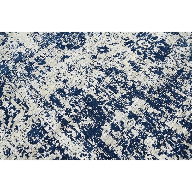 Hand Knotted Gray, Blue 100% Wool Transitional Oriental Area Rug
