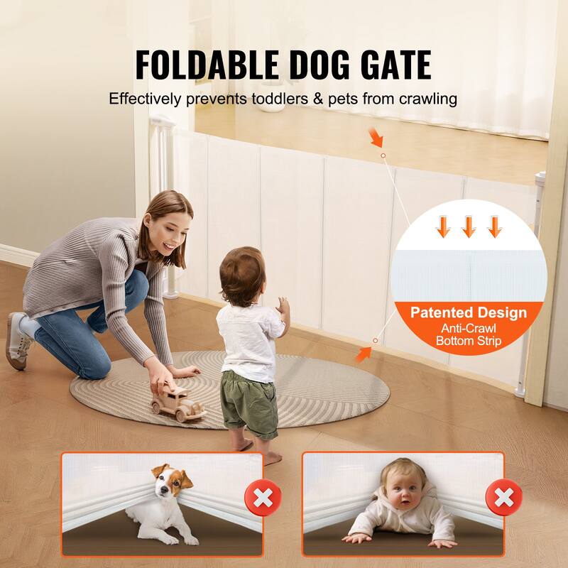 Mesh Foldable Wide Retractable Baby Gate Suitable for Playrooms Kitchens Or Hallways