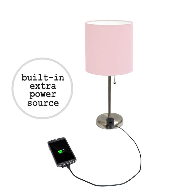 Simple Designs 19.5" 2 Pack Table Desk Lamp Set with Charging Outlet - 19.50