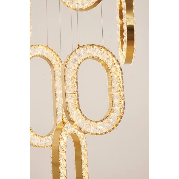 6-Light D24'' Gold Flushed Frame LED Chandelier with Oval Clear Crystal ...