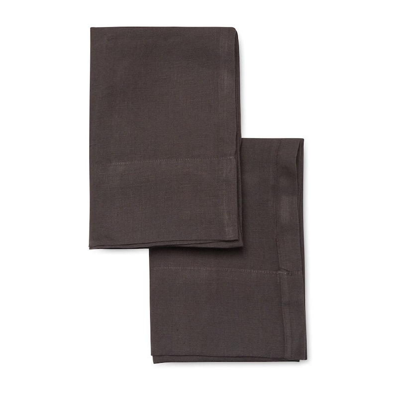 Belgian Flax Linen Collection Solid Pillowcases - Dark Grey - Standard