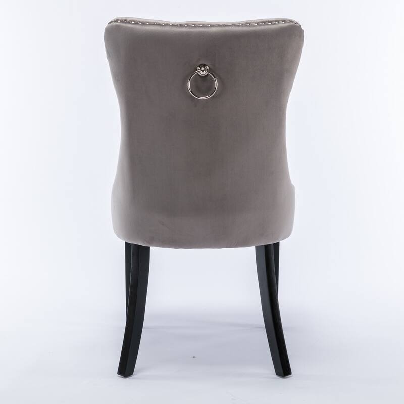 Set of 2 Modern High-End Tufted Solid Wood Upholstered Dining Chair with Nailhead Trim