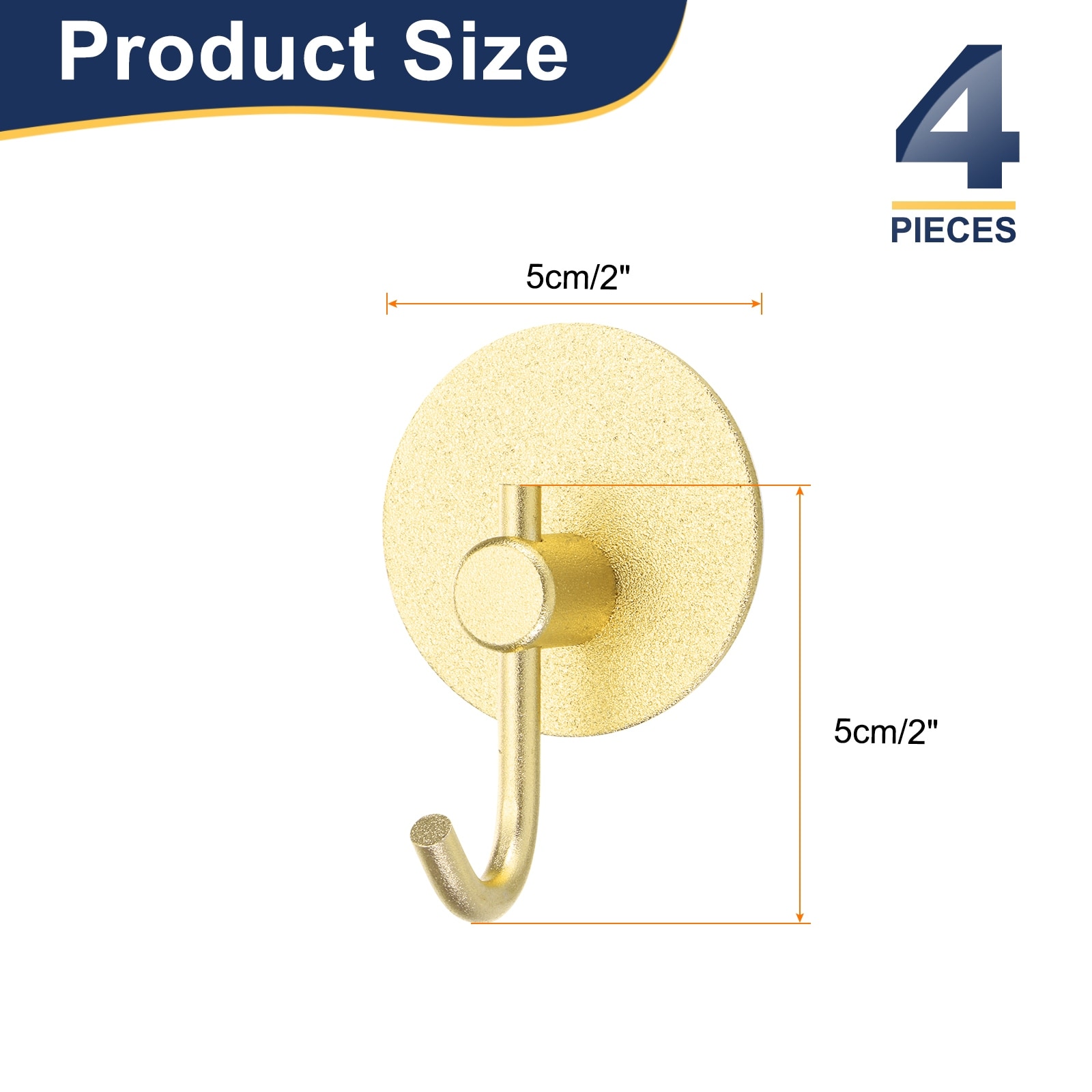Self Adhesive Towel Hooks, Metal Round Bend Sticky Hooks for Home - 4pcs