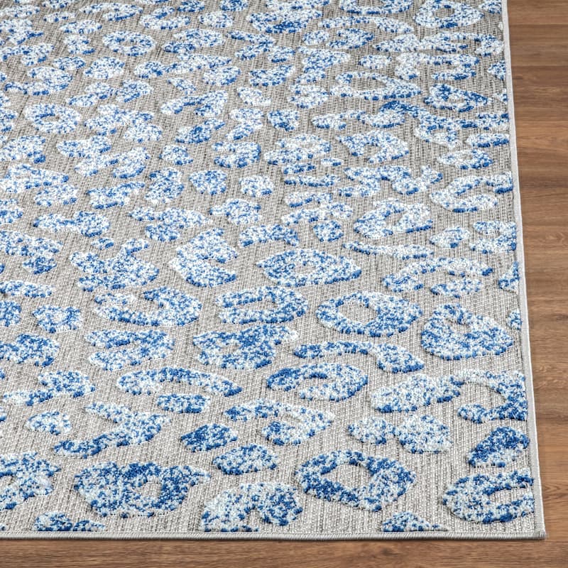 Abani Rugs HAM230A Animal Print Cheetah Blue Rug