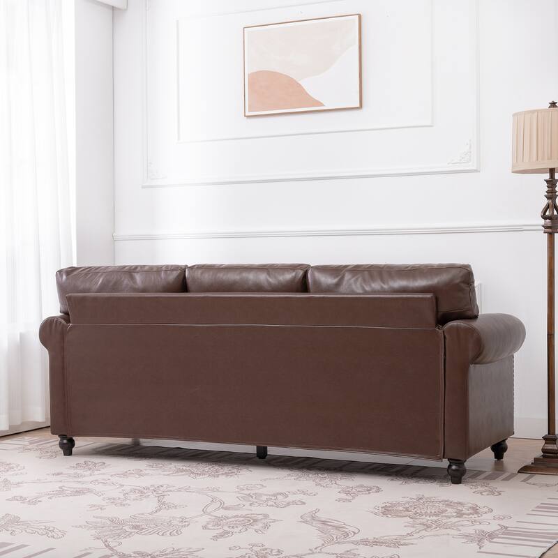 Stylish Sofa with Detachable Cushions, Pocket Spring Support & Silver Nailhead Detail - Ideal for Living Rooms