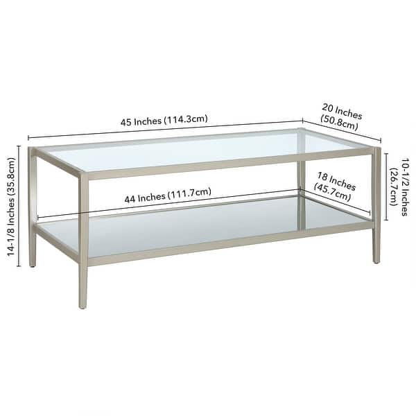 dimension image slide 2 of 4, Hera 45'' Wide Rectangular Coffee Table with Mirror Shelf
