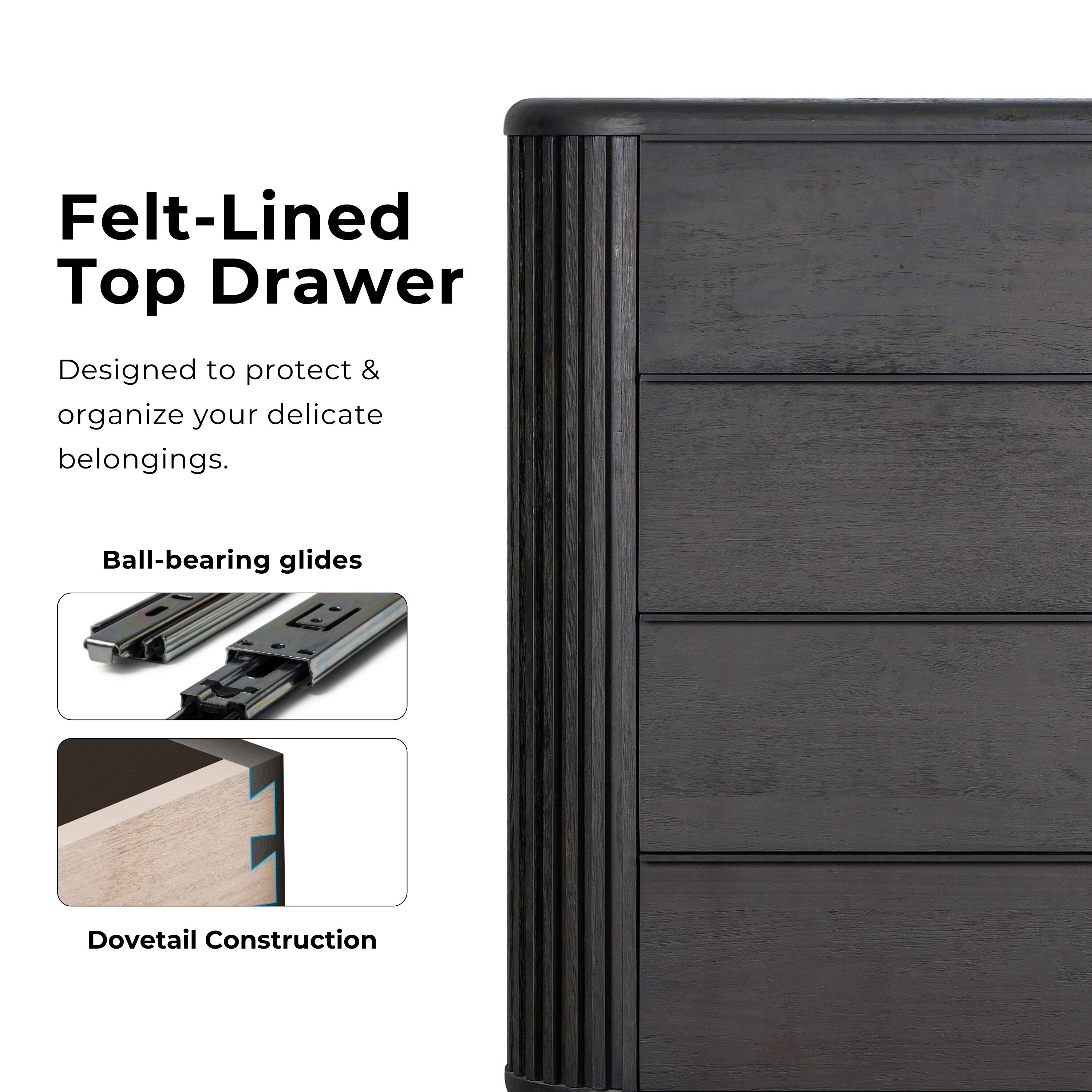 Furniture of America Caelan Modern Black Solid Wood 4-Drawer