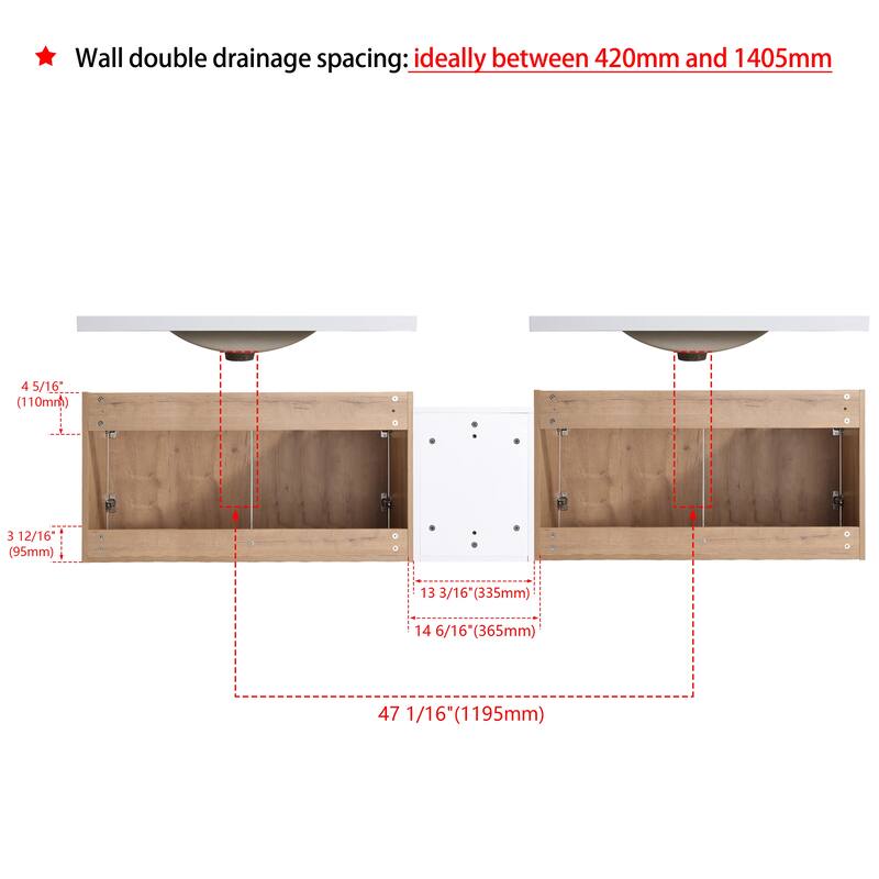 60 Inch Bathroom Vanity with Soft Close Doors, Resin Sink, Ample Storage and Matching Small Shelves (KD Packing)