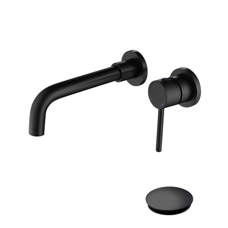 Wall Mounted Bathroom Sink Single Handle Faucet with Pop Up Drain, Silent Splash Proof, No Overflow, Easy Clean