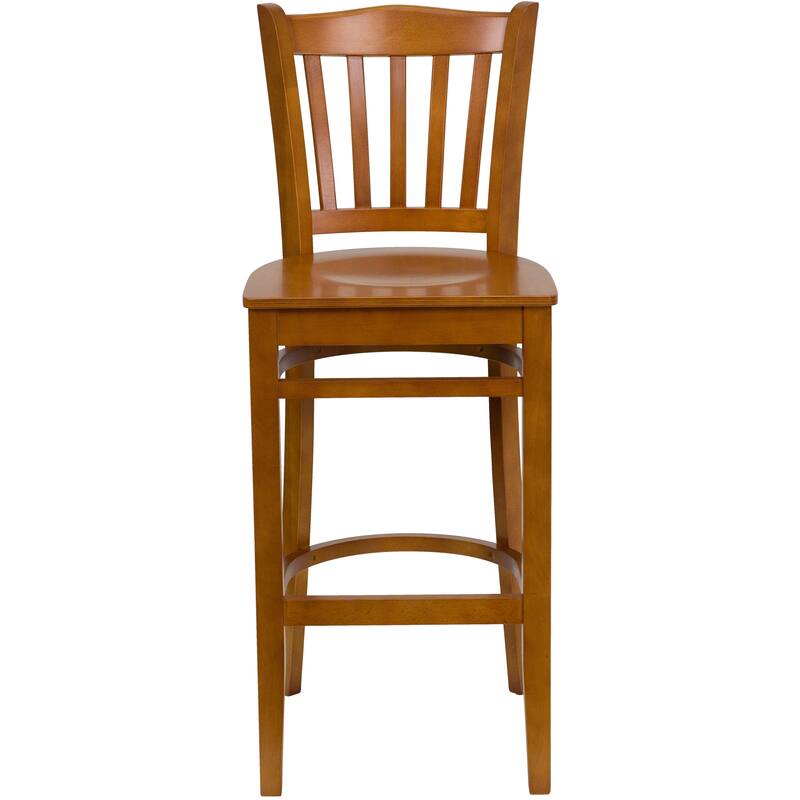 2Pk Vertical Slat Back Wood Restaurant Barstool - Hospitality Seating
