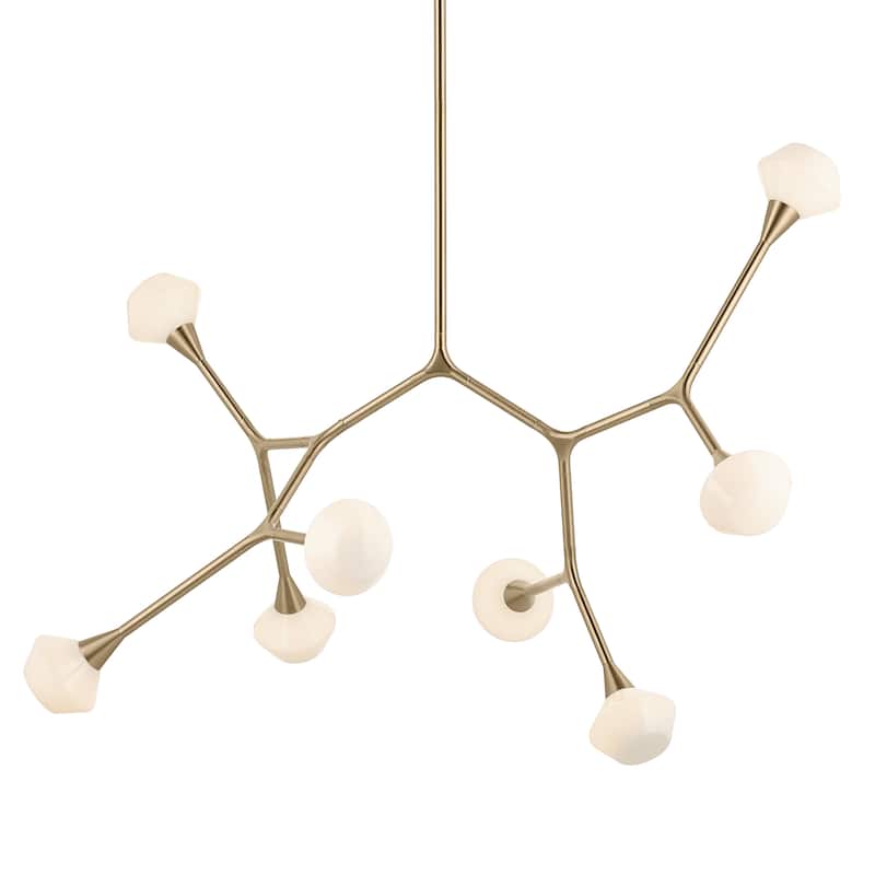 Cassius 52.5 Inch 8 Light Convertible Chandelier with Opal Glass in Champagne Bronze