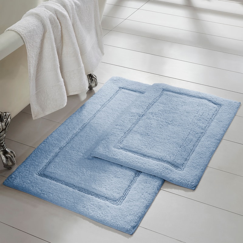 Modern Threads Solid-loop Differently Sized Bathmats (Set of 2) - Light Blue