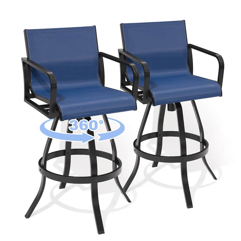 Pellebant Outdoor Aluminum Swivel Barstool Patio Bar Stools with Sunbrella Fabric - 18.31"Lx18.31"Wx43.31"H