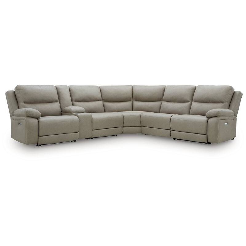 Signature Design by Ashley Brannigan Gray 6-Piece Reclining Sectional with Storage Console - 155" W x 142" D x 42" H