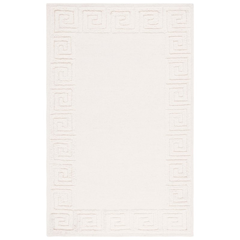 SAFAVIEH Handmade Metro Dream Greek Key Border Wool Rug - 6' Square - Ivory