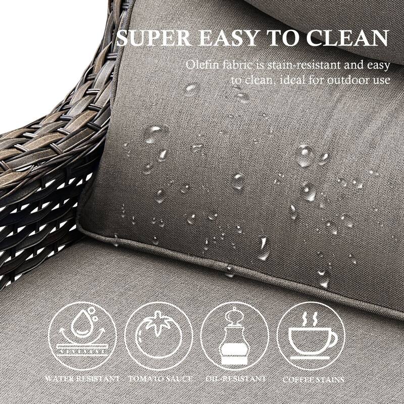 Arcadia 4-Piece Wicker Outdoor Patio Conversation Set with Swivel Gliders and 6-Inch Thick Olefin Cushions