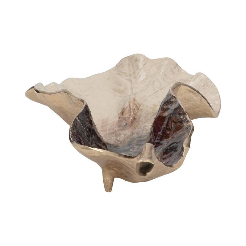 Sagebrook Home Metal Modern Glam Two Tone Novelty Leaf Table Decor