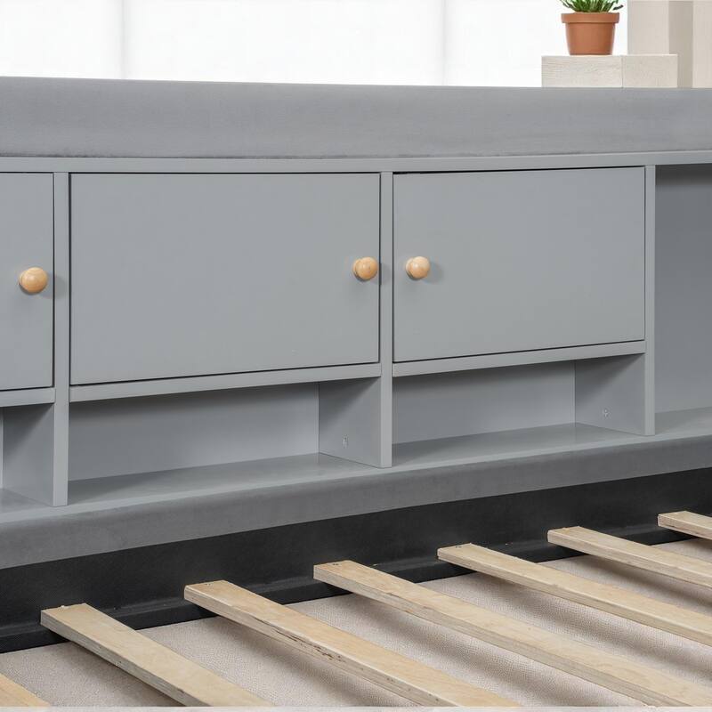 Multi-Functional Twin Daybed with Storage Drawers, Shelves, Flip Cabinets, and Side Table for Small Rooms