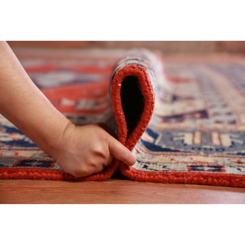 Hand Knotted Oriental 100% Wool Carpet Traditional Geometric Red Viss Area Rug - 17' 6'' X 11' 5''