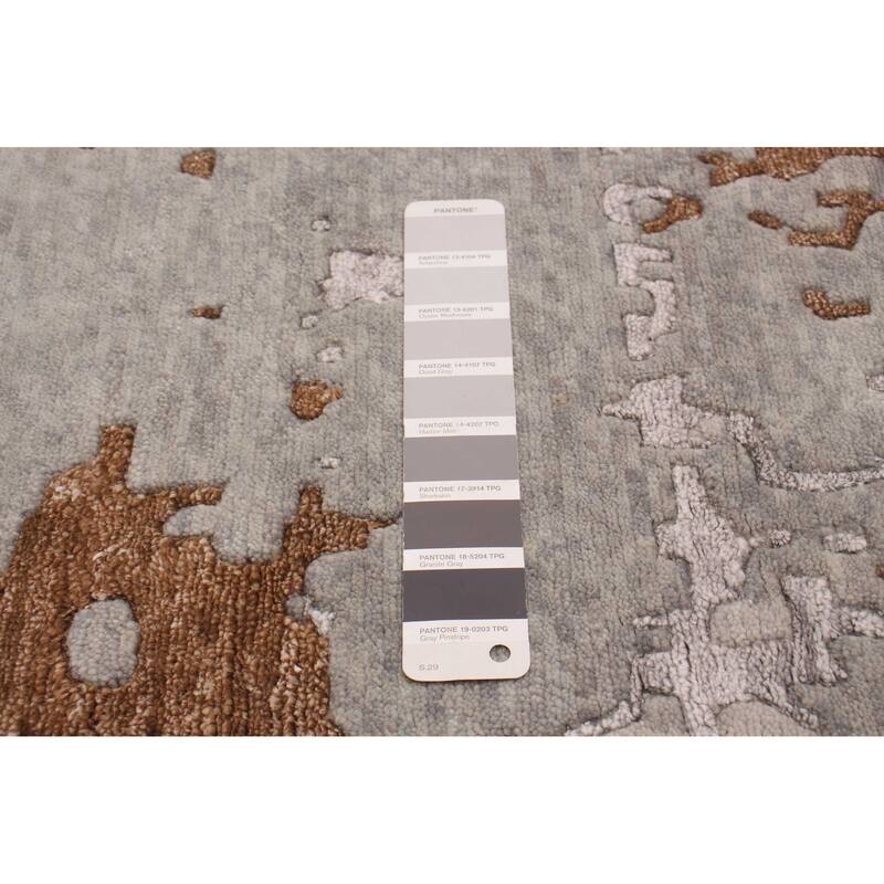 ECARPETGALLERY Hand-knotted Alma Grey Silk, Wool Rug - 7'10 x 7'10