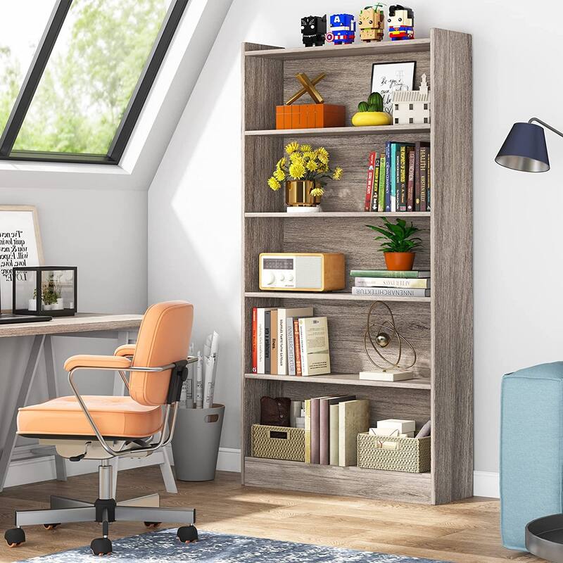 6-Tier Open Bookcase, 72 inches Large Tall Bookshelf