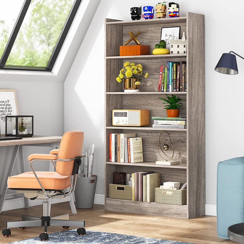 6-Tier Wood Bookcase, 72" Large Tall Bookshelf with Storage Shelves