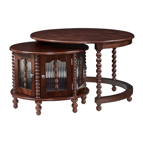 Vintage Round Nesting Coffee Table with Glass Doors - Bed Bath