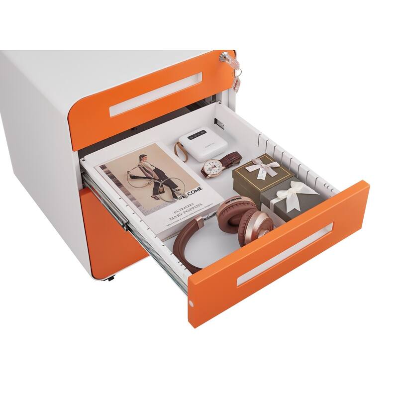 3 Drawer Mobile Filing Cabinet,Multifunctional Legal/Letter File Storage Cabinet,5-Wheel Design With Anti Tilt Steel Material